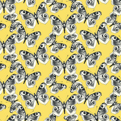 Seamless vector butterflies pattern. Butterfly print. Trendy animal motif wallpaper. Fashionable background for fabric, textile, design, banner, cover, web etc.
