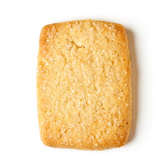 Butter cookie isolated on white, from above