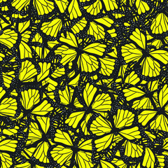 Seamless vector butterflies pattern. Butterfly print. Trendy animal motif wallpaper. Fashionable background for fabric, textile, design, banner, cover, web etc.
