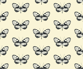 Fototapeta na wymiar Seamless vector butterflies pattern. Butterfly print. Trendy animal motif wallpaper. Fashionable background for fabric, textile, design, banner, cover, web etc.