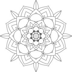 Easy Mandala coloring book simple and basic for beginners, seniors and children. Set of Mehndi flower pattern for Henna drawing and tattoo. Decoration in ethnic oriental, Indian style.