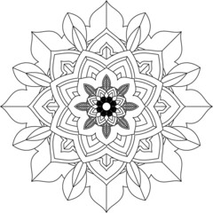 Easy Mandala coloring book simple and basic for beginners, seniors and children. Set of Mehndi flower pattern for Henna drawing and tattoo. Decoration in ethnic oriental, Indian style.