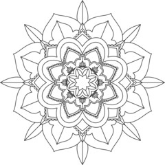 Easy Mandala coloring book simple and basic for beginners, seniors and children. Set of Mehndi flower pattern for Henna drawing and tattoo. Decoration in ethnic oriental, Indian style.