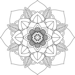Easy Mandala coloring book simple and basic for beginners, seniors and children. Set of Mehndi flower pattern for Henna drawing and tattoo. Decoration in ethnic oriental, Indian style.