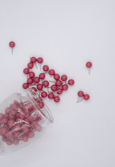Red paper pin put on background,Thumbtack