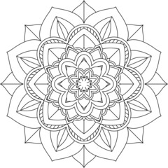 Easy Mandala coloring book simple and basic for beginners, seniors and children. Set of Mehndi flower pattern for Henna drawing and tattoo. Decoration in ethnic oriental, Indian style.