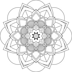 Easy Mandala coloring book simple and basic for beginners, seniors and children. Set of Mehndi flower pattern for Henna drawing and tattoo. Decoration in ethnic oriental, Indian style.