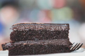 Chocolate fudge cake sliced