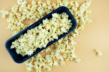 Fresh of popcorn salted in long box square
