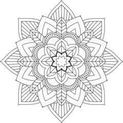 Easy Mandala coloring book simple and basic for beginners, seniors and children. Set of Mehndi flower pattern for Henna drawing and tattoo. Decoration in ethnic oriental, Indian style.