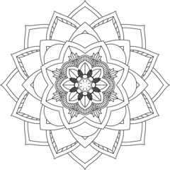 Easy Mandala coloring book simple and basic for beginners, seniors and children. Set of Mehndi flower pattern for Henna drawing and tattoo. Decoration in ethnic oriental, Indian style.