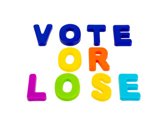 Fototapeta premium Text VOTE or LOSE on a white background.