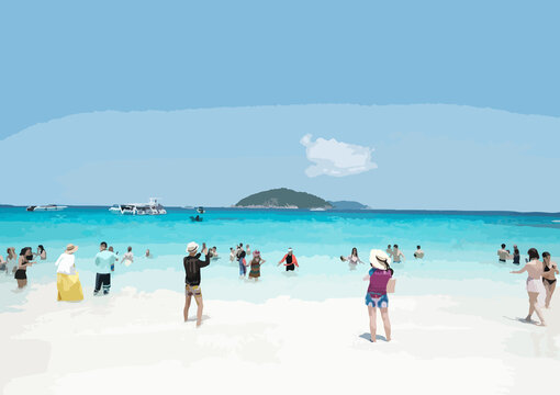 People travel on a beach vacation
Vector illustration for holiday tourism