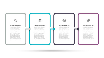 Vector infographic template design with icon and thin line processes. Business concept with 4 options or steps.