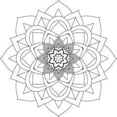 Easy Mandala coloring book simple and basic for beginners, seniors and children. Set of Mehndi flower pattern for Henna drawing and tattoo. Decoration in ethnic oriental, Indian style.