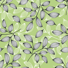 Decorative leaves seamless botanical pattern. Vector stock illustration eps10.