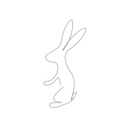 Easter bunny silhouette line drawing. Vector illustration