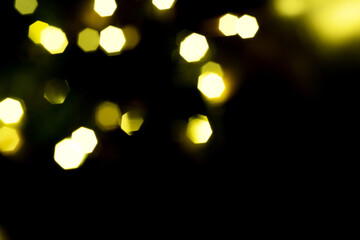 Abstract Light Green or Gold Background Bokeh of Christmas Holiday Light Horizontal Copy Space