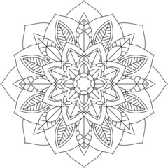 Easy Mandala coloring book simple and basic for beginners, seniors and children. Set of Mehndi flower pattern for Henna drawing and tattoo. Decoration in ethnic oriental, Indian style.