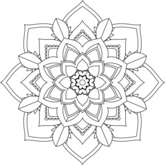 Easy Mandala coloring book simple and basic for beginners, seniors and children. Set of Mehndi flower pattern for Henna drawing and tattoo. Decoration in ethnic oriental, Indian style.