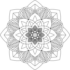 Easy Mandala coloring book simple and basic for beginners, seniors and children. Set of Mehndi flower pattern for Henna drawing and tattoo. Decoration in ethnic oriental, Indian style.
