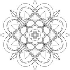 Easy Mandala coloring book simple and basic for beginners, seniors and children. Set of Mehndi flower pattern for Henna drawing and tattoo. Decoration in ethnic oriental, Indian style.