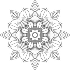 Easy Mandala coloring book simple and basic for beginners, seniors and children. Set of Mehndi flower pattern for Henna drawing and tattoo. Decoration in ethnic oriental, Indian style.