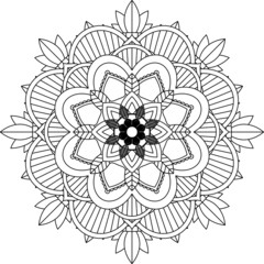 Easy Mandala coloring book simple and basic for beginners, seniors and children. Set of Mehndi flower pattern for Henna drawing and tattoo. Decoration in ethnic oriental, Indian style.