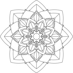 Fototapeta premium Easy Mandala coloring book simple and basic for beginners, seniors and children. Set of Mehndi flower pattern for Henna drawing and tattoo. Decoration in ethnic oriental, Indian style.
