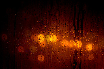 Drops Water drops on the window and bokeh background