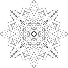 Easy Mandala coloring book simple and basic for beginners, seniors and children. Set of Mehndi flower pattern for Henna drawing and tattoo. Decoration in ethnic oriental, Indian style.