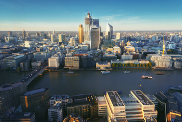 London city area skyline, UK