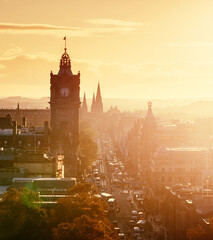 Edinburgh city skyline from Calton Hill., United Kingdom