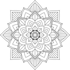 Easy Mandala coloring book simple and basic for beginners, seniors and children. Set of Mehndi flower pattern for Henna drawing and tattoo. Decoration in ethnic oriental, Indian style.