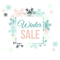 Fototapeta na wymiar Winter sale template isolated on the white background. Vector illustration in flat style
