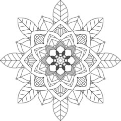 Easy Mandala coloring book simple and basic for beginners, seniors and children. Set of Mehndi flower pattern for Henna drawing and tattoo. Decoration in ethnic oriental, Indian style.