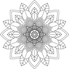 Easy Mandala coloring book simple and basic for beginners, seniors and children. Set of Mehndi flower pattern for Henna drawing and tattoo. Decoration in ethnic oriental, Indian style.