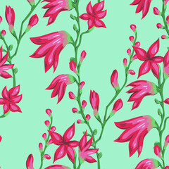 Seamless vector floral pattern. Flowers background for design, fabric, textile, cover, wrapping etc. Beautiful botanic flowers field bouquet.