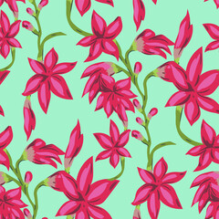 Seamless vector floral pattern. Flowers background for design, fabric, textile, cover, wrapping etc. Beautiful botanic flowers field bouquet.