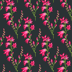 Seamless vector floral pattern. Flowers background for design, fabric, textile, cover, wrapping etc. Beautiful botanic flowers field bouquet.