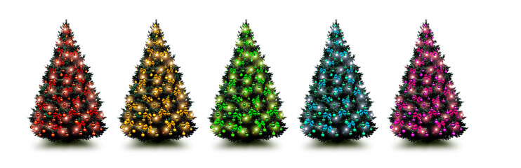 Weihnachtsbäume mit Bunten Christbaumkugeln