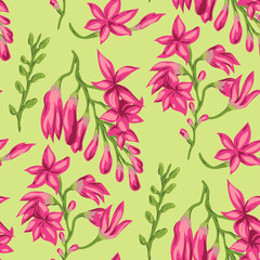 Seamless vector floral pattern. Flowers background for design, fabric, textile, cover, wrapping etc. Beautiful botanic flowers field bouquet.