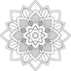 Easy Mandala coloring book simple and basic for beginners, seniors and children. Set of Mehndi flower pattern for Henna drawing and tattoo. Decoration in ethnic oriental, Indian style.