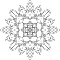 Easy Mandala coloring book simple and basic for beginners, seniors and children. Set of Mehndi flower pattern for Henna drawing and tattoo. Decoration in ethnic oriental, Indian style.