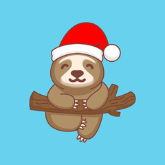 Cute sloth with Christmas costume