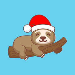 Cute sloth with Christmas costume