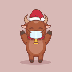 Christmas and happy new year bull with face mask