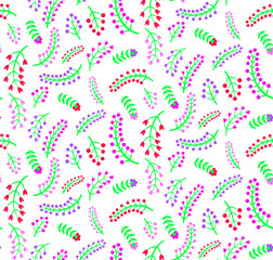 Seamless vector floral pattern. Flowers background for design, fabric, textile, cover, wrapping etc. Beautiful botanic flowers field bouquet.