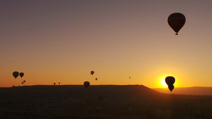 hot air balloon on dawn