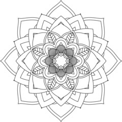 Easy Mandala coloring book simple and basic for beginners, seniors and children. Set of Mehndi flower pattern for Henna drawing and tattoo. Decoration in ethnic oriental, Indian style.